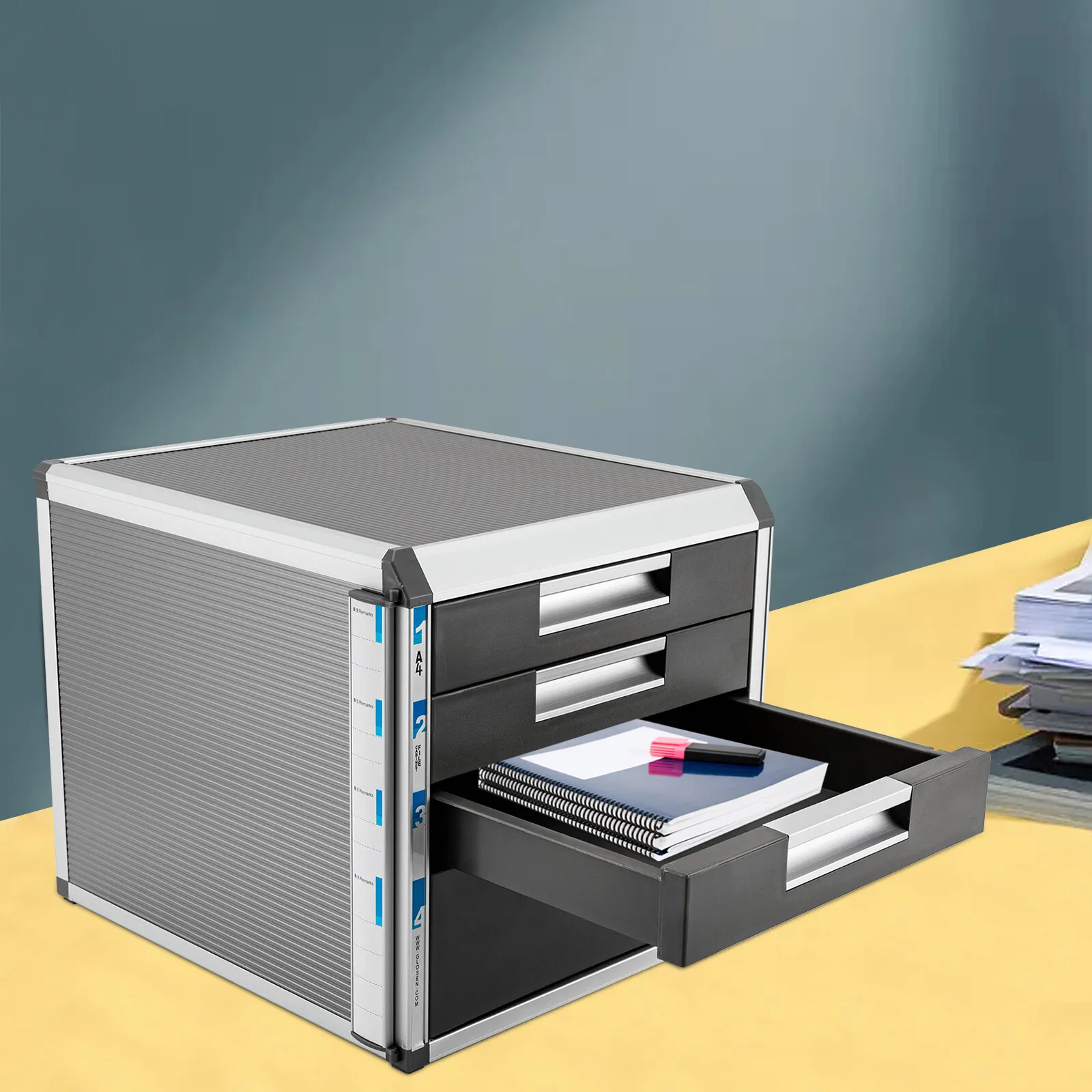 Modern Compact File Cabinet Concave Handles For Convenient Drawer Operation Smooth Surface For Easy Cleaning For Offices & Homes