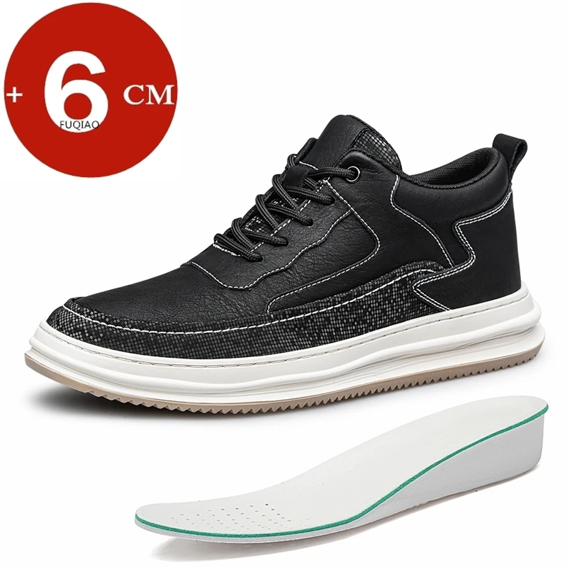 

Cow Leather Men's Height Increasing Shoes Elevator Shoes 6cm Height Increasing Casual Fashion Hidden Heel Sneakers Lift Sports