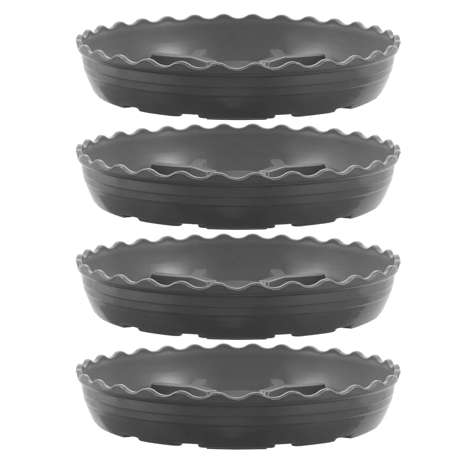 4Pcs Plant Saucer Heavy Duty Plastic Grey Round Drip Tray for Pot Base Flower Pot Tray Indoor Outdoor Garden Patio Lawn Planter