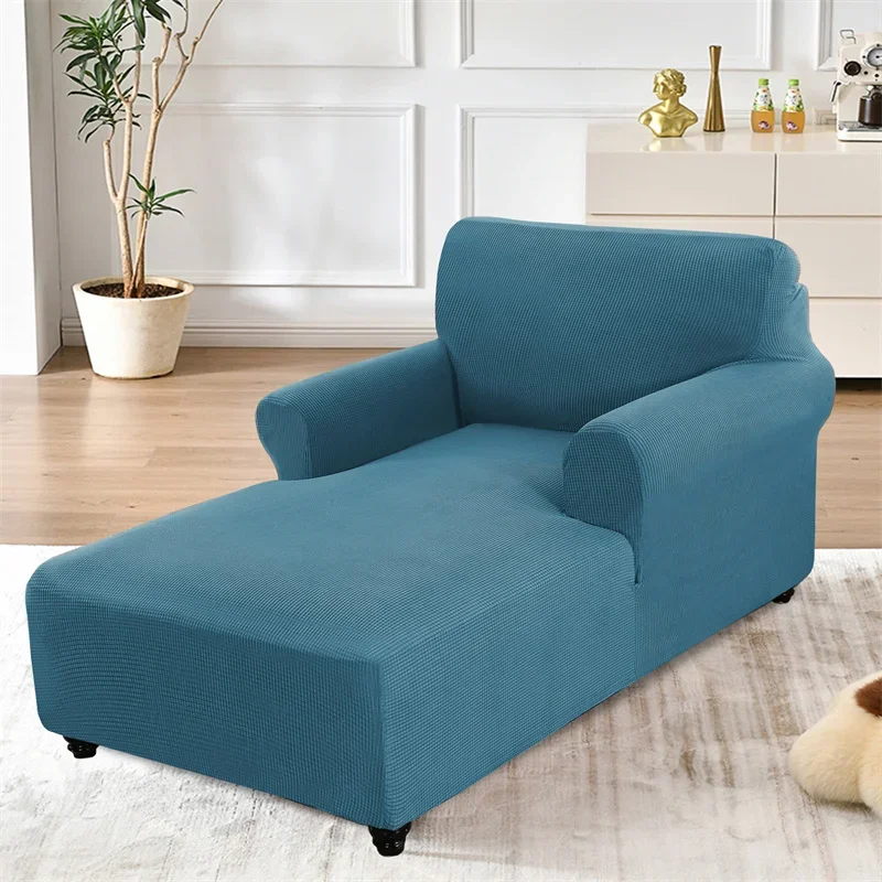 Polar Fleece Sofa Cover Elastic All-inclusive Sofa Seat Slipcover with Double Arm Relax Chaise Couch Slipcover for Living Room