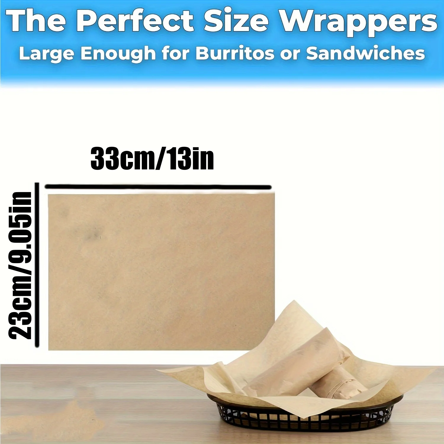 100pcs Wax Paper Sheets Non-Stick Grease Proof Sandwich Paper Food Wrapping Paper For Carnival Party BBQ Packaging Kitchen Stuff