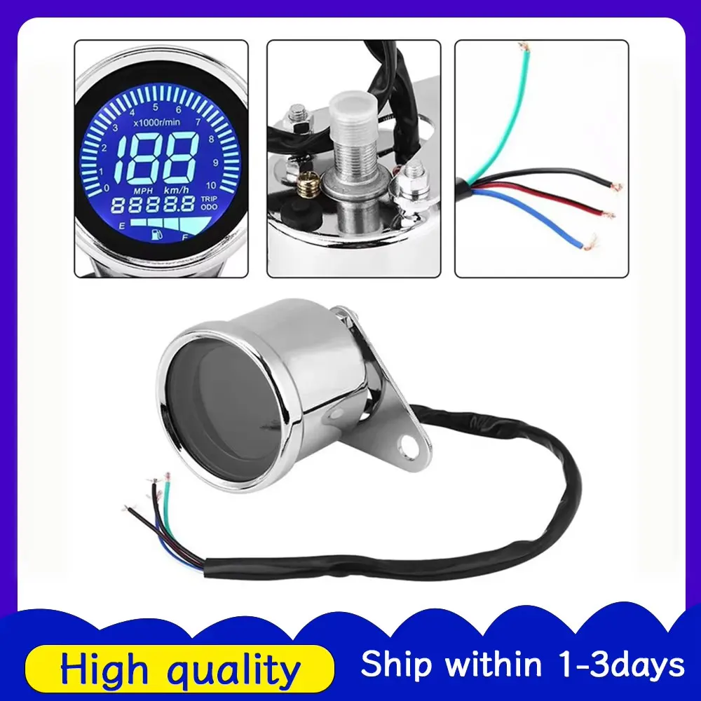 Tachimetro Digitale GPS Universale 12V Argento per Moto con 7 Retroilluminazioni Regolabili, Contachilometri e Contamiglia