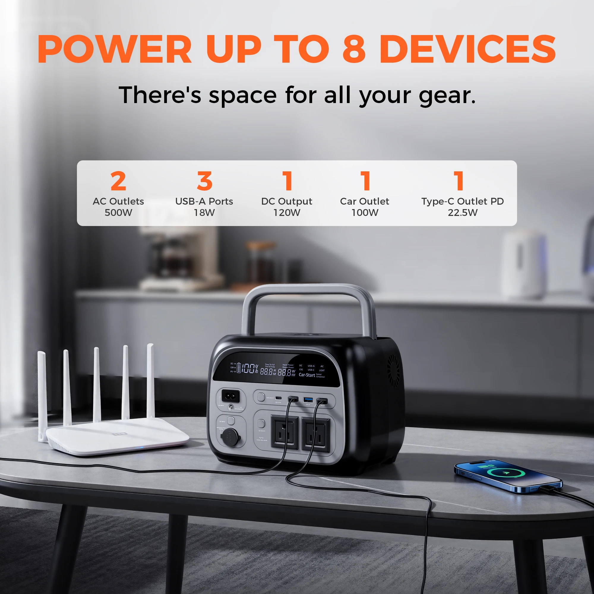 CTOLITY AP400 346Wh 500W مولد الطاقة الشمسية محطة الطاقة المحمولة UPS LiFePO4 بطارية لاسلكية 150W شحن فائق السرعة 3000 + دورة