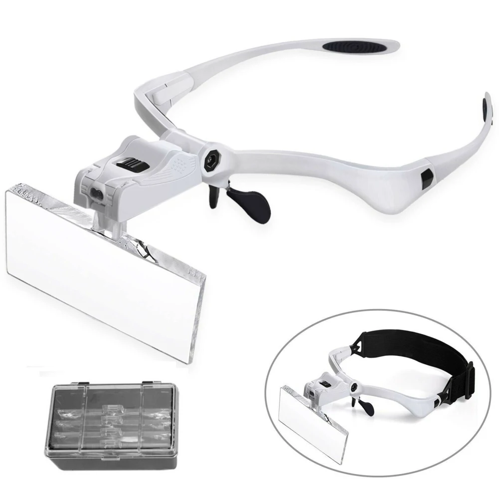 

Head Magnifier With LED Lights Headband Magnifying Glass With 5 Interchangeable Lenses For Jewelry Arts Crafts Measurement