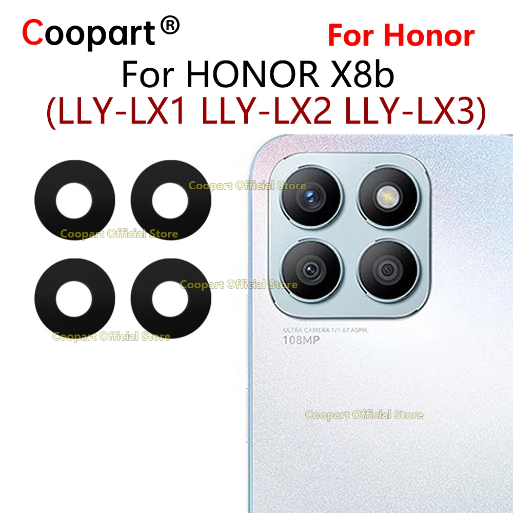 Coopart New Rear Back Camera Glass Lens For Honor X8b Replacement With Adhesive Sticker