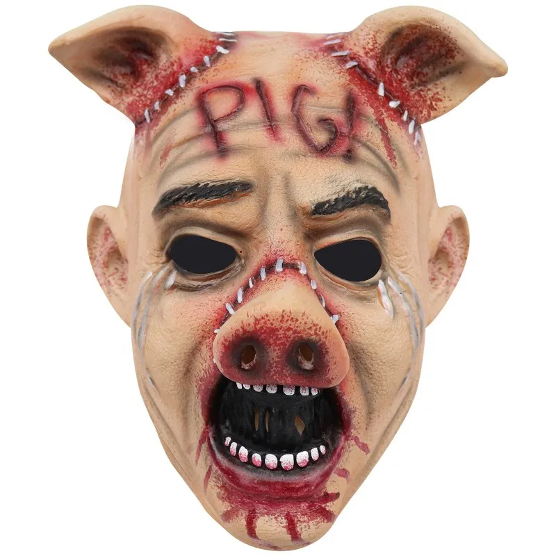 Horror Movie Texas Saw Cosplay Scary Cry Pig Latex Mask Terror Helmet Halloween Masquerade Party Carnival Prank Costume Prop