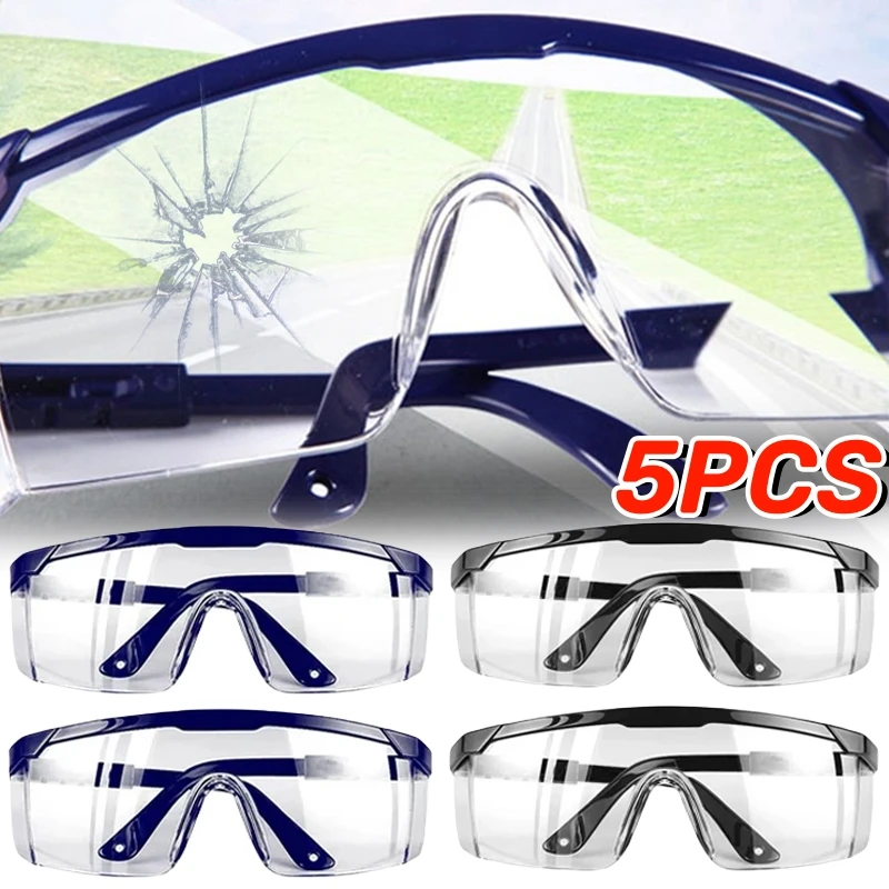 5PCS Anti-Splash Work Safety Glasses Eye Protecting Lab Goggles Protective Industrial Wind Dust Proof Goggles Cycling Glasses