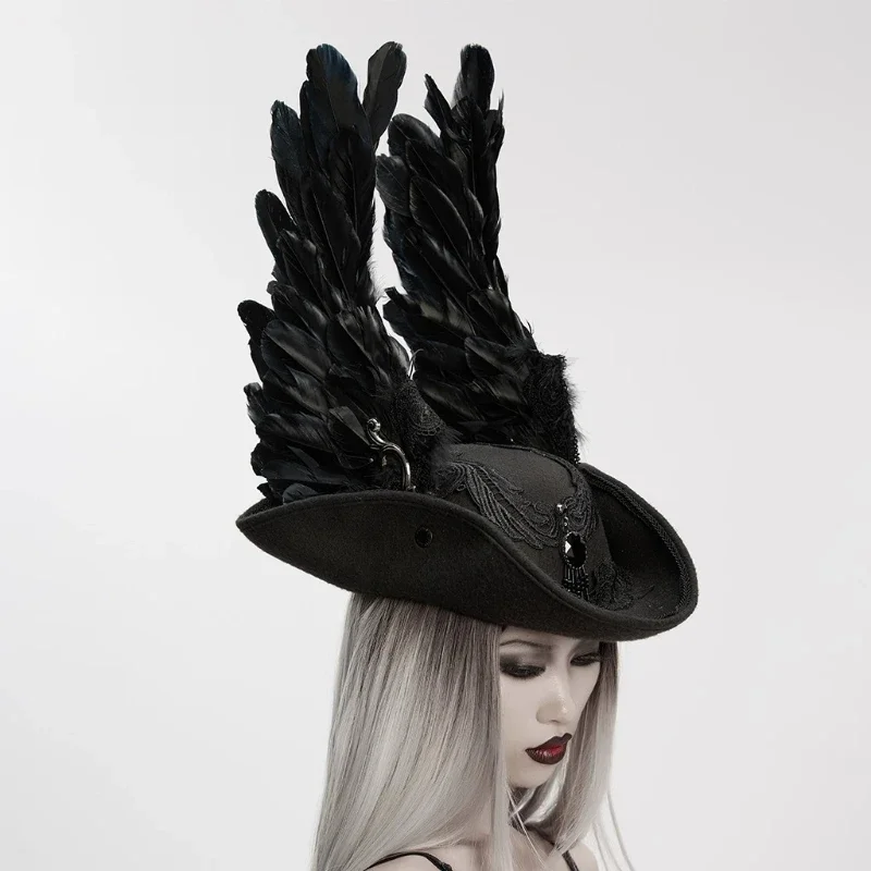 Dark Angel Wings Top Hat Men's and Women's 2025 New Personalized European Retro