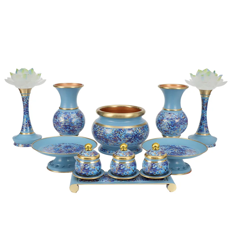 

Enamel Buddha Hall Tribute Tools, Home Offerings, Incense Burner Bowl, Glazed Lotus Lantern Changming Lantern Ornaments