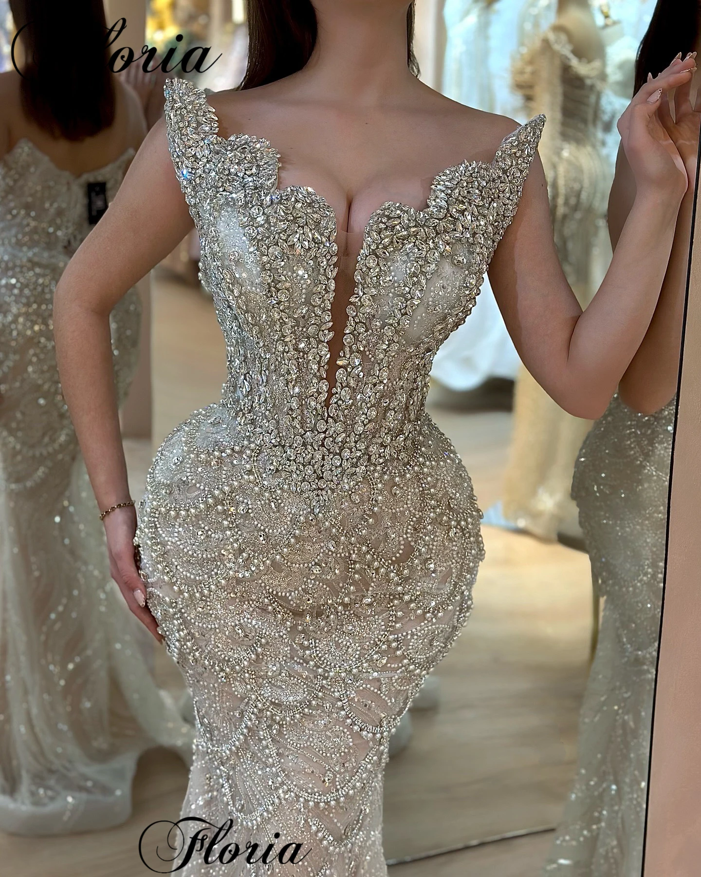 Cream Color Crystals Prom Dresses Mermaid Sweetheart Sleeveless Celebrity Dresses Beaded Party Gown Vestidos De Noche Customized
