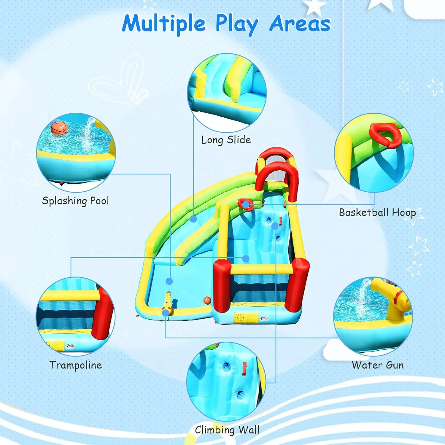 Nadmuchiwana zjeżdżalnia wodna, Bounce House & Park z zjeżdżalnia do basenu, ścianką wspinaczkową, dmuchanymi zjeżdżalniami do wewnątrz na zewnątrz