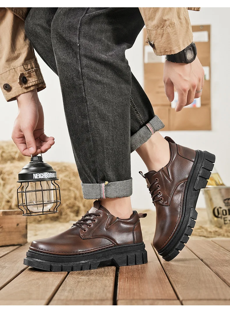 Herren-Freizeitschuhe, Vier-Jahreszeiten-Handarbeit, bequeme Outdoor-Arbeitsschuhe, modische Joker-Jugend-Trendschuhe, Business-Party-Lederschuhe – Detail 11
