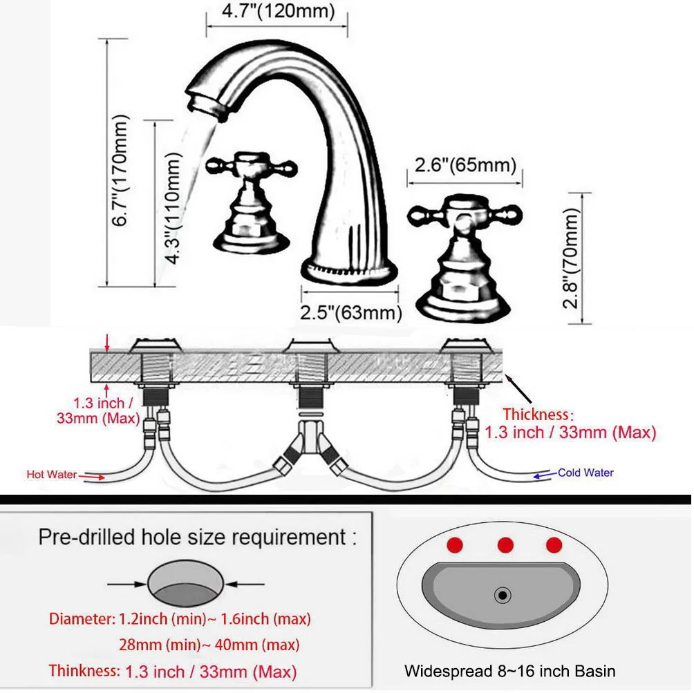 Bathroom double handle faucet Antique Red Copper faucet Basin sink Mixer Tap 3 hole two handle faucet Nsf535