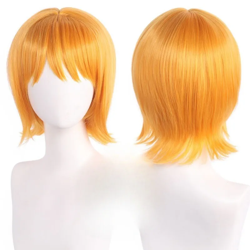 

Women's Wig Golden Yellow Hair Wig Short Ladies Braided Straight Wig+Wig Cap