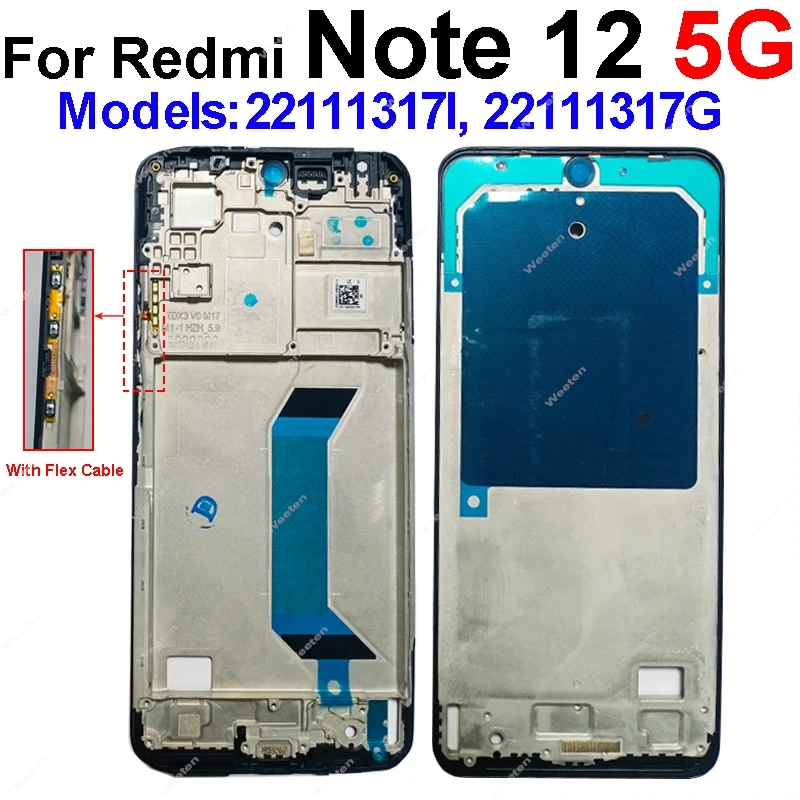 Front LCD Frame Cover For Xiaomi Redmi Note 12 12s Pro Plus 4G 5G LCD Frame Housing Plate Bezel Cover Replacement Repair Parts