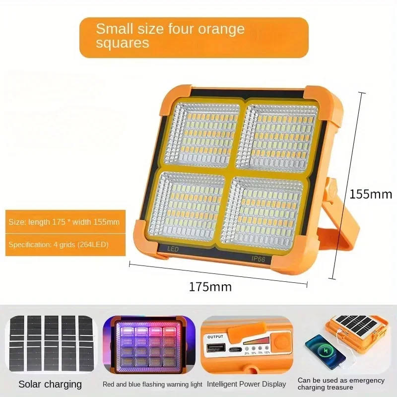 태양광 투광등 휴대용 디자인 15W 출력 2000LM 밝기 IP65 방수 충전식 야외 작업 비상용