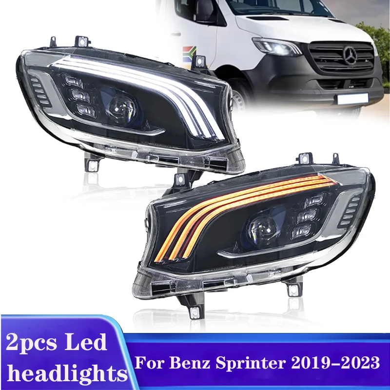 벤츠 스프린터 LED 헤드라이트 2019 2020 2021 2022 2023, 전면 DRL 신호등, 자동차 액세서리, 2 개