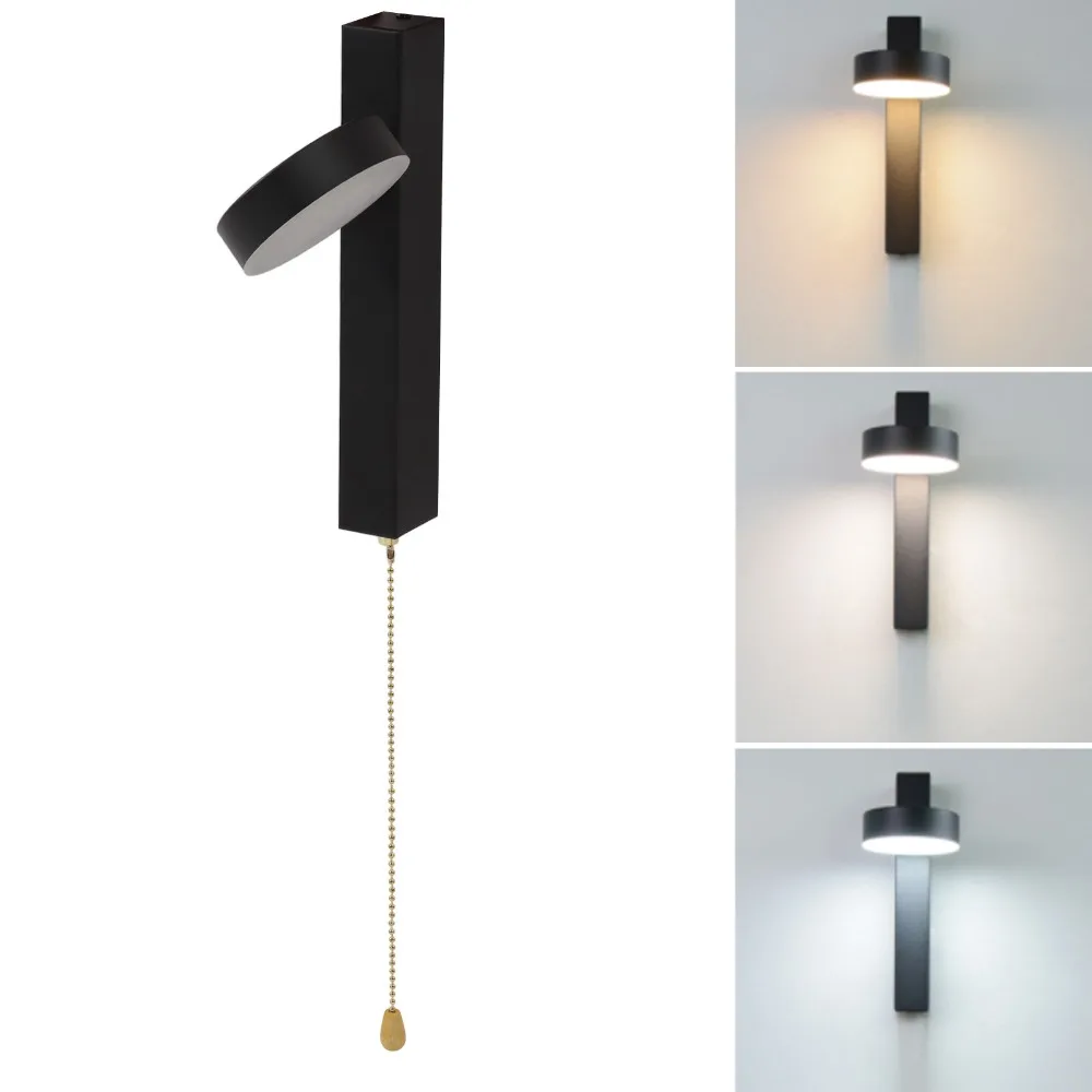 Elegant 5W LED Wall Light 110-230V 3 Color Modes Wall Sconce 180 Rotatable Aluminium Body LED Wall Lamp Corridor