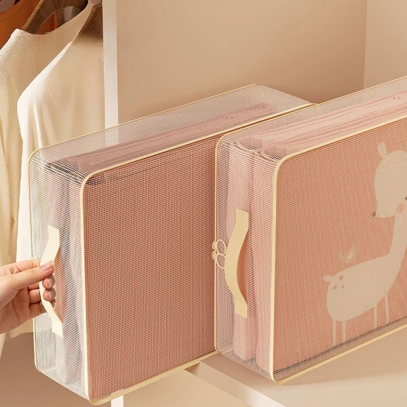 3-teiliges Set Große Netz-Aufbewahrungstaschen mit Reißverschluss - Kleidung Haushalt Bettwäsche Vier-Teile-Set Aufbewahrungstasche, Kleidungs-Organisationsbox – Detail 12