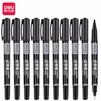 12Pcs/Box Deli 6824 Waterproof permanent Dual Tip 0.5/1.0mm Nib Black Blue Red Art Marker Pens Student School Office Stationery