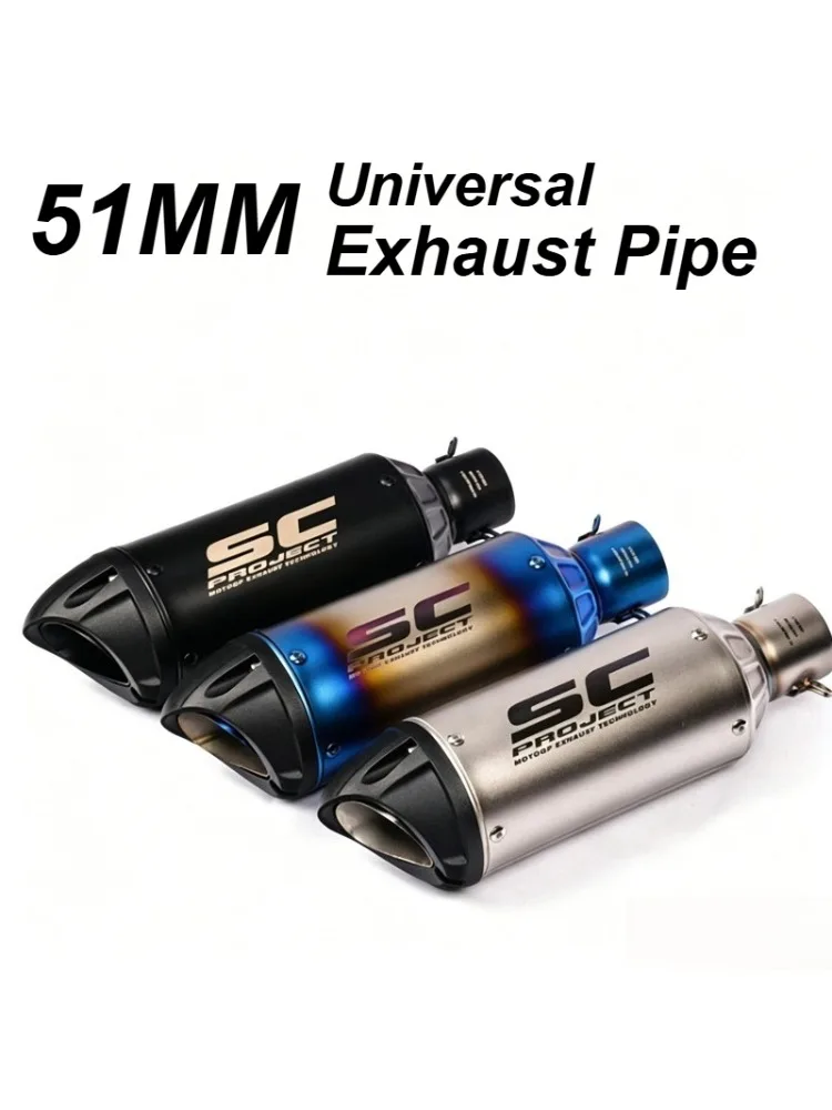 Uniwersalna prosta rura wydechowa 51MM SC tłumik stalowe akcesoria do motocykli Yamaha Honda Suzuki Z900 CBR600 MT07 Z400 Z650 — 2