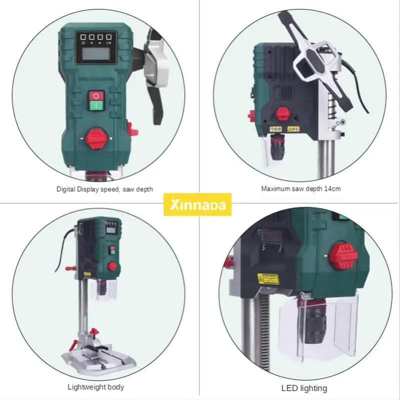 Taladro de banco con pantalla Digital de 220V con posicionamiento infrarrojo, velocidad ajustable, máquina perforadora de banco para carpintería, herramienta eléctrica
