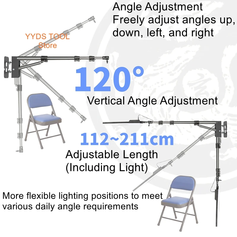 

Tattoo Stainless Steel Wall-Mounted Light Work Light Fill Light Adjustable Metal Storage Long Arm Wall Bracket Beauty Tool