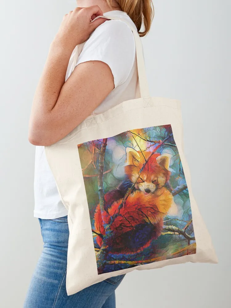 Autumnal Red Panda Tote Bag Candy bags tote bags aesthetic women bag custom canvas bag