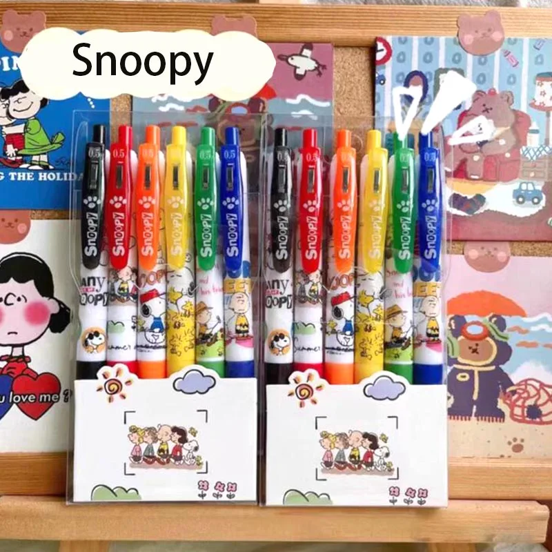 

30pcs/lot Creative Snoopy Press Gel Pen Set Cute 0.5mm Black Ink Signature Pens Promotional Gift Office School Supplies