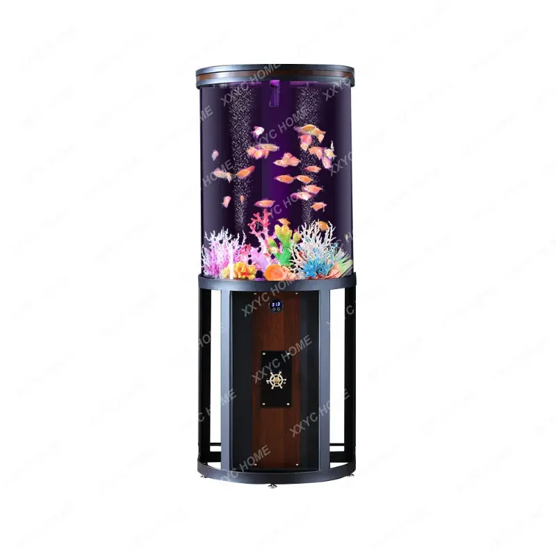 

New Semicircle Living Room Small Fish Tank Change Water Acrylic Floor Fish Tank Aquarium Light Luxury fish tank accessories