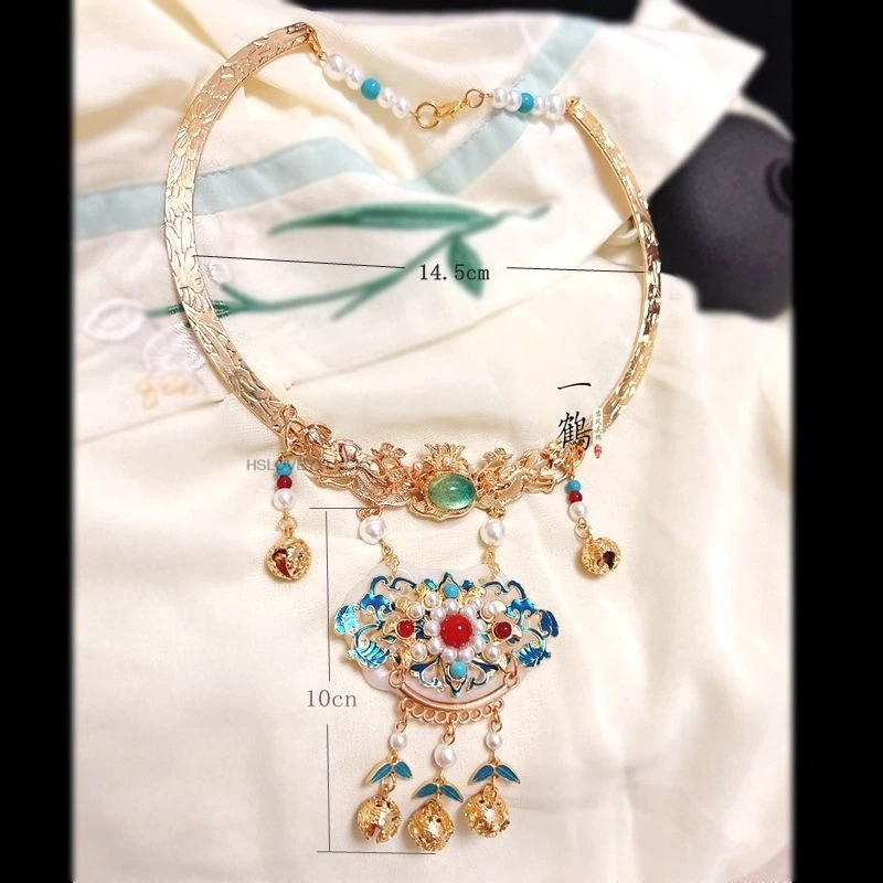 Chinese Ancient Style Women Accessory Necklace Ming Made Hanfu Accessory Women Cosplay Vintage Necklace Women Chinese Gift