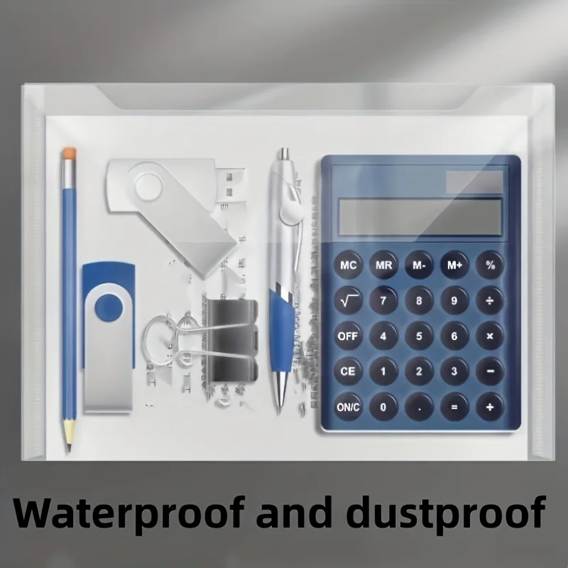 20 قطعة من مجلد مغلف شفاف مقاوم للماء وقابل لإعادة الاستخدام مع أزرار، مقاس A4، مادة بلاستيكية سميكة لمستلزمات المكاتب المدرسية