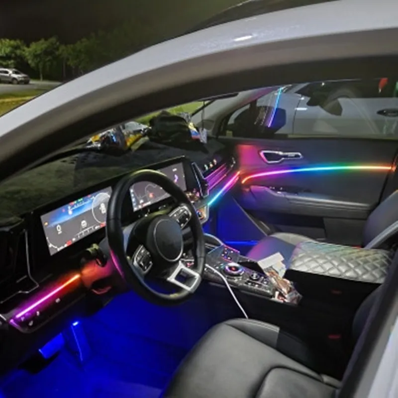 Universal Symphony Car LED Luce ambientale 64 RGB Colore Interni auto Acrilico Guida luminosa Decorazione Luce d'atmosfera 18/10/6 in 1