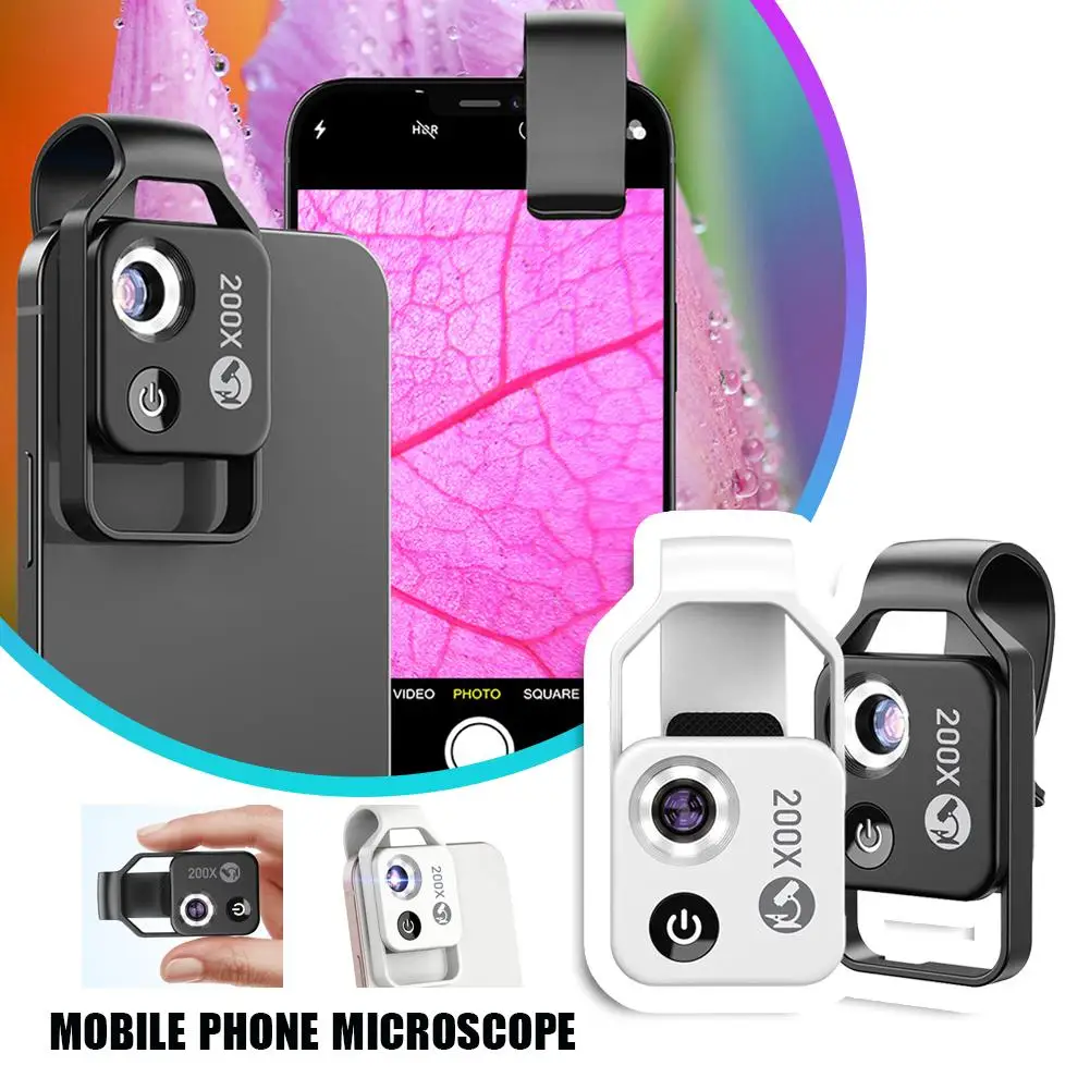 

Portable Microscope with Led Lamp Microscope 200x Magnification Magnifying Tool High-definition Identification Lens F5P9