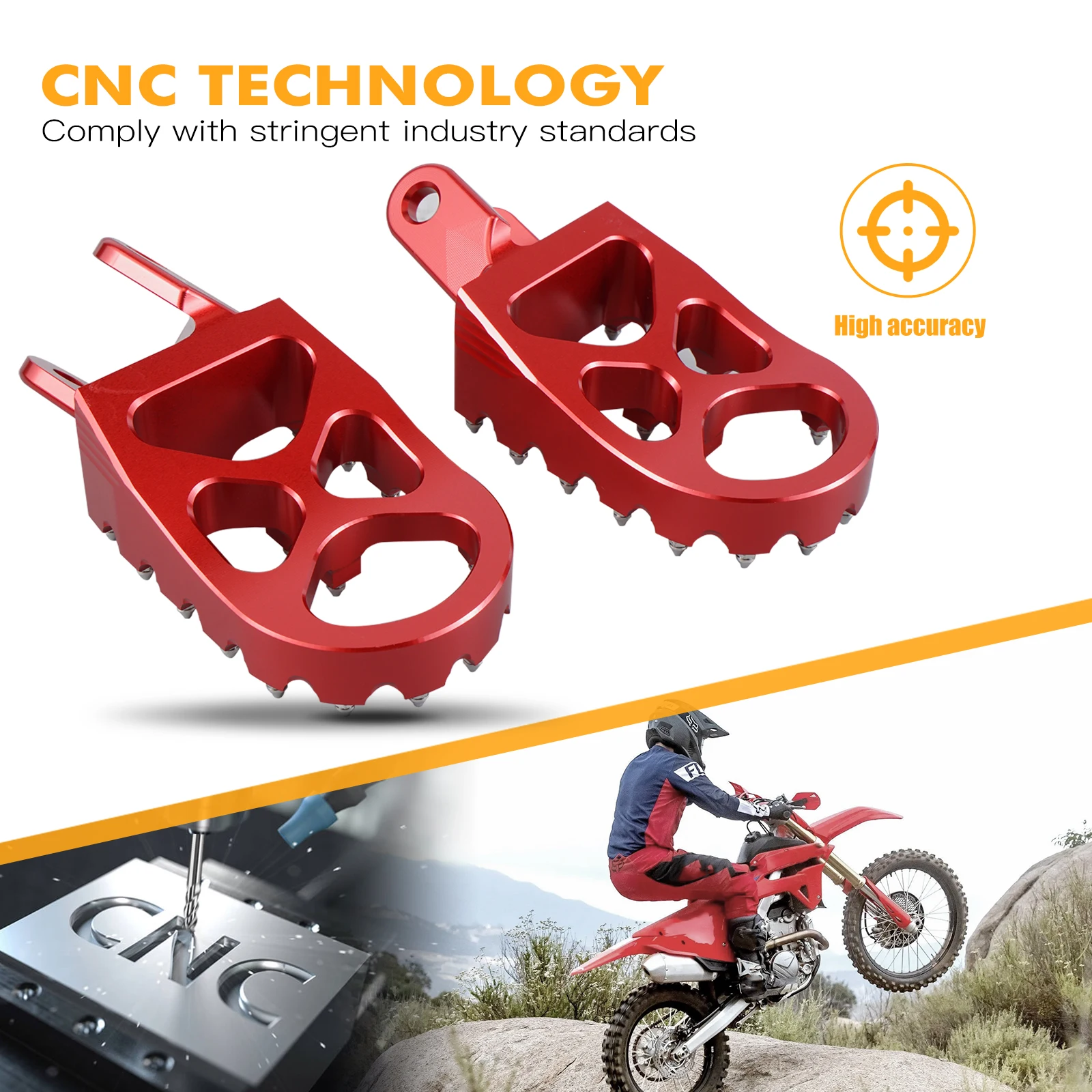 NICECNC Motorrad-Fußrasten, Fußstützen, Pedale für Honda XR650L 1993-2025 CR80R CR85R XR250R XR400R XR600R XR650R – Detail 16