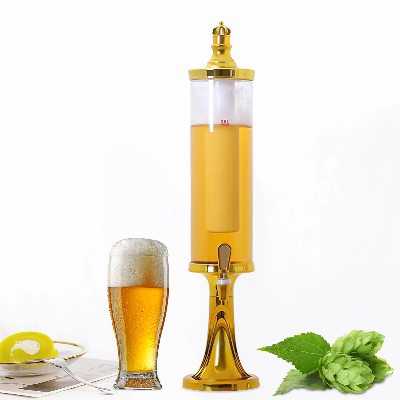 3L Beer Tower Beverage Dispenser Faucet Beverage Drink Dispenser LED Lights US