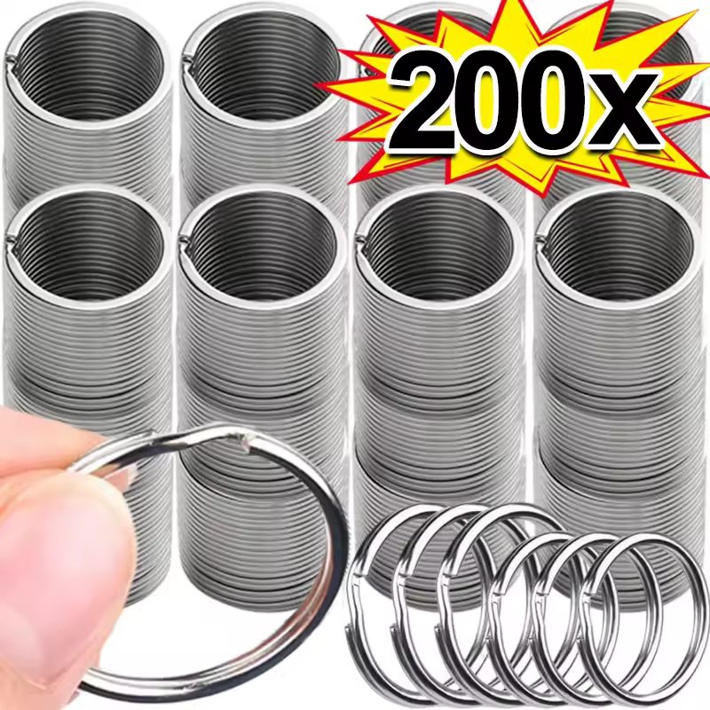 20/200 Uds llavero de acero inoxidable llavero 25mm redondo plano redondo llavero dividido Metal pulido círculo en blanco para hallazgos DIY