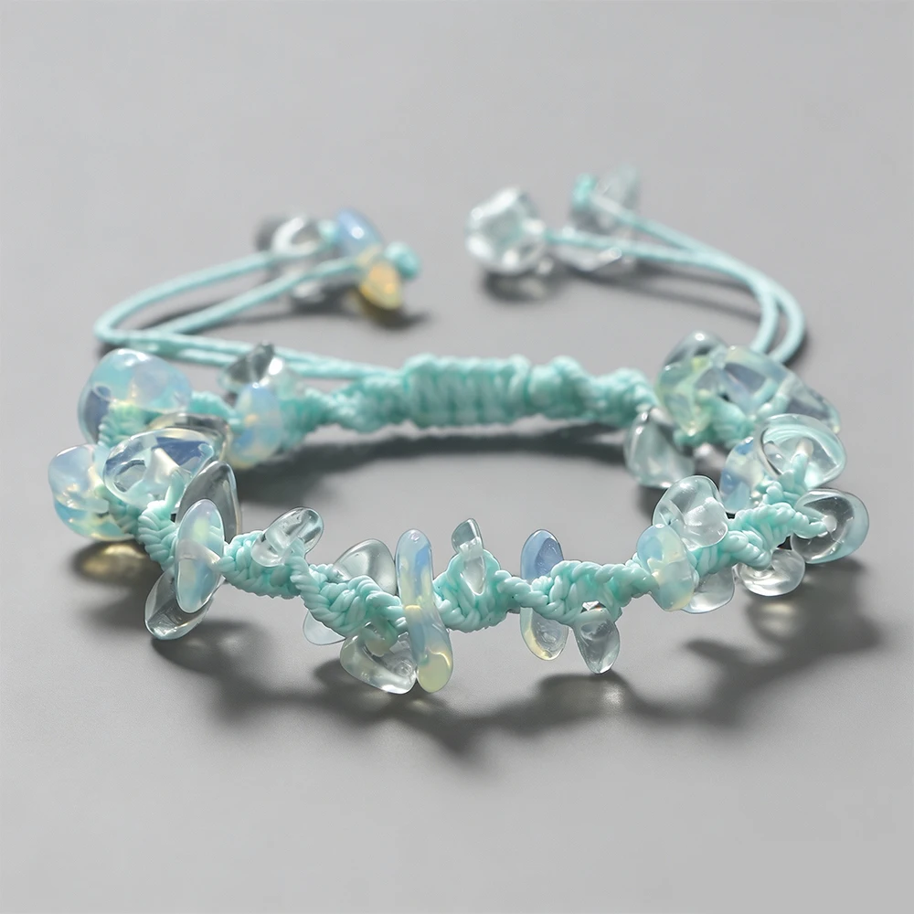 Handmade Natural Stone Braided Bracelet, Boho Style Gift