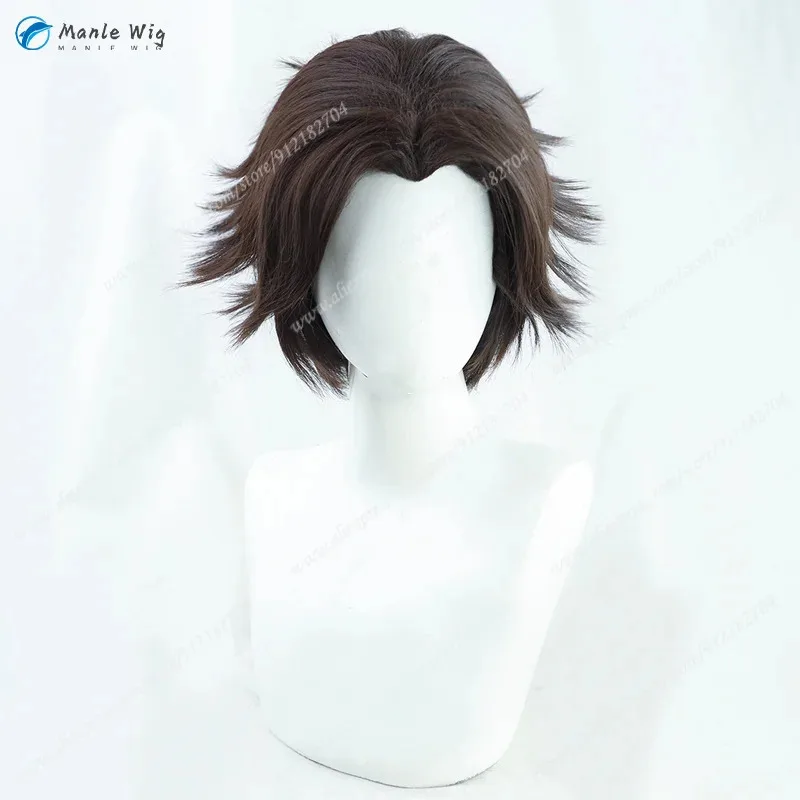 

LOL Brown Arcane The Machine Herald Viktor Anime Cosplay Wigs Heat Resistant Synthetic Hair + Wig Cap