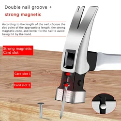 Durable Long-Handle Claw Hammer - Chrome Vanadium Steel, Portable & Sturdy for Home, Auto, and Yard Repairs