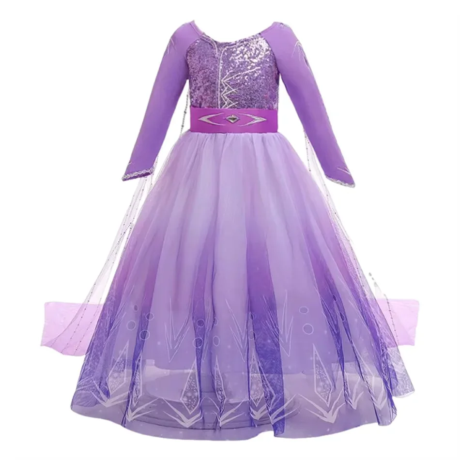 2025 فروزن آنا إلسا الأميرة الفتيات فستان هالوين تأثيري ديزني زي عيد ميلاد كرنفال ملكة الثلج فستان الحفلات الملابس #3