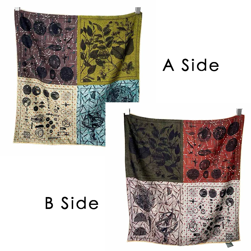 

Winter Hair Head Scarf 65CM Hand Rolled Edges Shawls Double Printing Small Scarves Mother Christmas Lover Gift