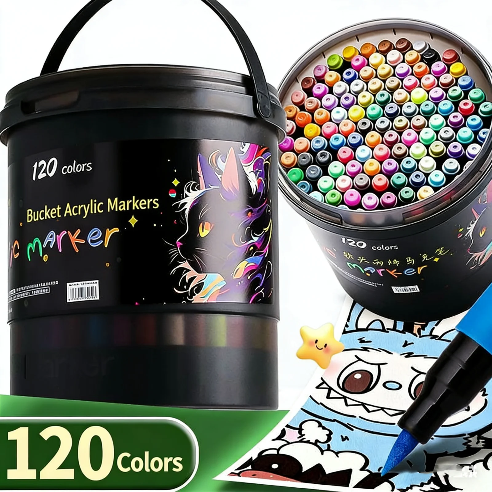 

24/48/60/80 Colors Soft-Tip Barrel Pack Acrylic Markers - Specialized for Students' Art Creation, Hand-Painting, High Coverage