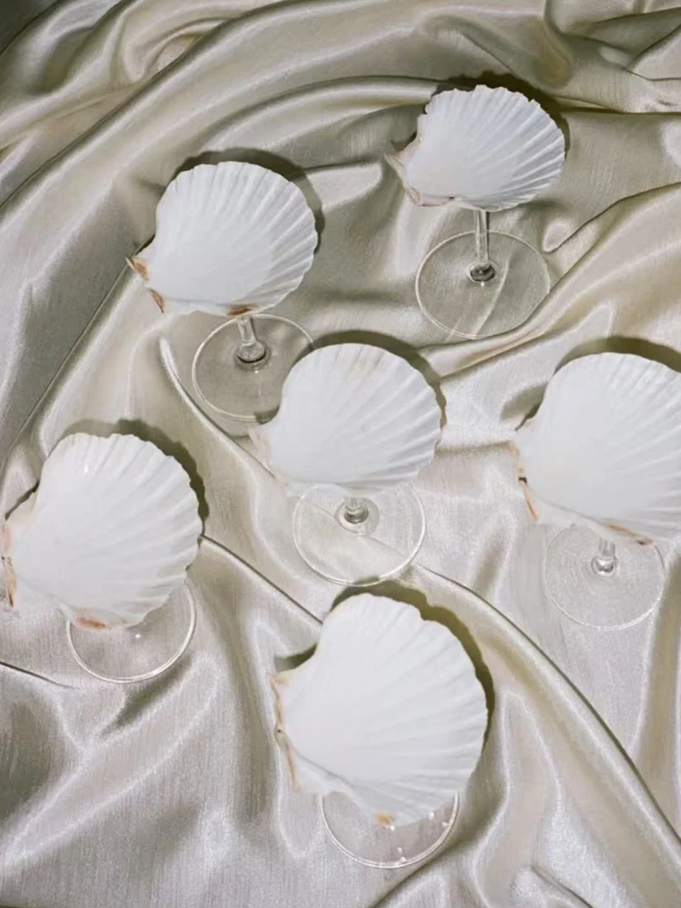 Luxury Scallop Shell Glass Cup, Minimalist Wabi-Sabi Design - Unique Housewarming Gift & Coastal Centerpiece Home Decoration