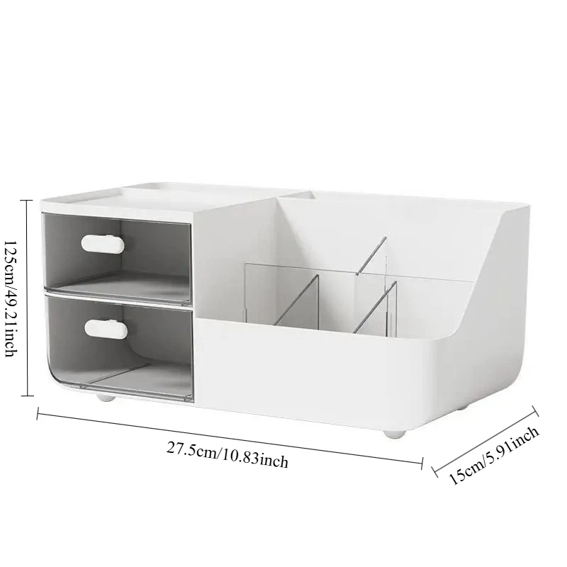 Large Capacity Multifunctional Desk Organizer with 2 Transparent Drawers, Desktop Office Supplies Storage Pen Holder for School view 6