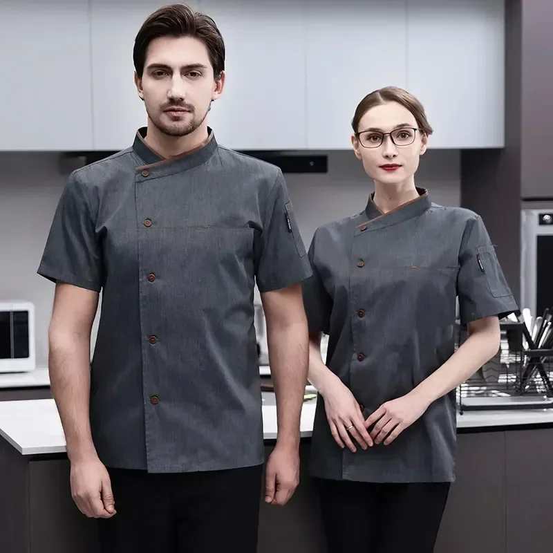 2022 Jacken Mäntel und Männer Frauen kurze Catering Brüste Tops arbeiten Kochen Hotel Unisex Doppel koch Uniform