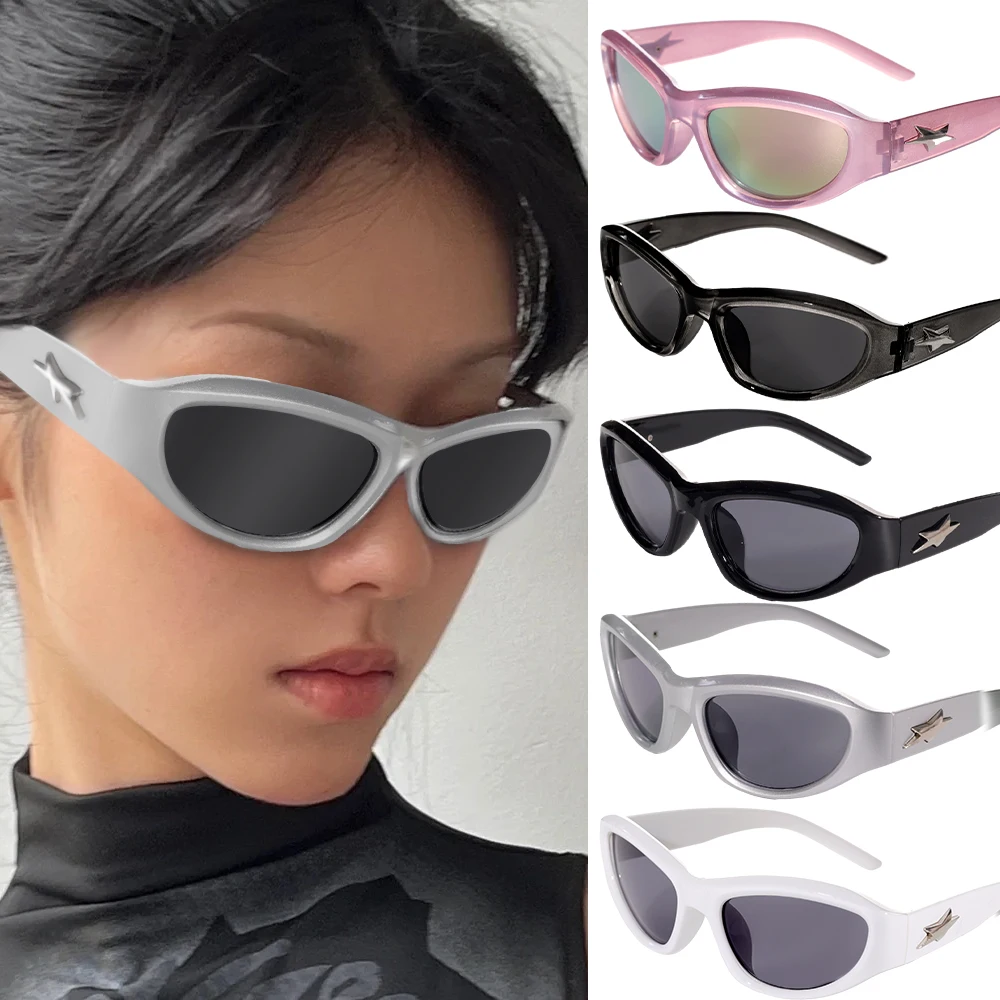 New Fashion Y2K Punk Cat Eye Sunglasses Small Frame Retro Sunglasses UV400 Steampunk Eyewear Fashion Trendy Streetwear Eyewear