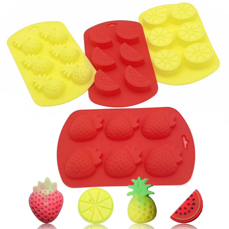 3D Fruit Shaped Silicone Molds Pineapple Orange Watermelon Strawberry Candy Mould Biscuit Sugar Pudding Chocolate Tool