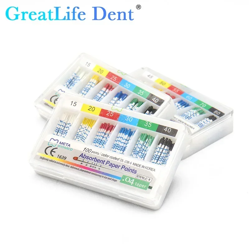 GreatLife Dent 10packs/lot Dental Root Moisture Absorbent Paper Points With Scale Tips Taper 0.2/0.4/0.6 Size 15/20/25/30/35/40