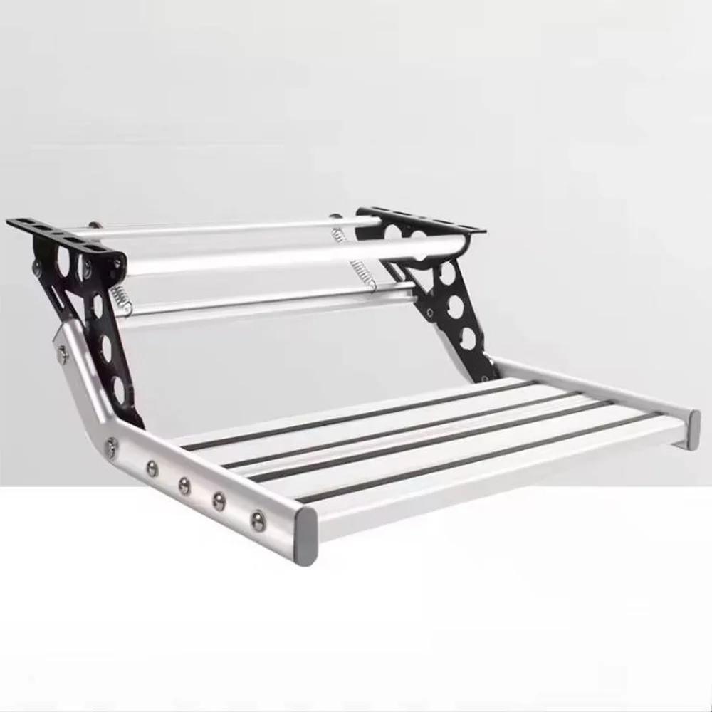 Marchepied manuel monocouche pour camping-car - Pédales antidérapantes en alliage d'aluminium amélioré, anodisé, avec une grande élasticité des ressorts, une bonne flexibilité, un bon effet de marche, une longue durée de vie, des rainures horizontales profondes pour une performance antidérapante accrue.